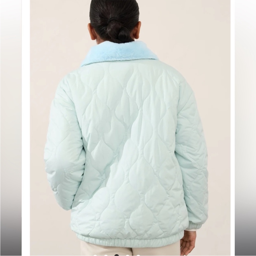 Athleta Girl Reversible Halycon Blue Warm + Fuzzy Jacket—6 - Picture 8 of 11